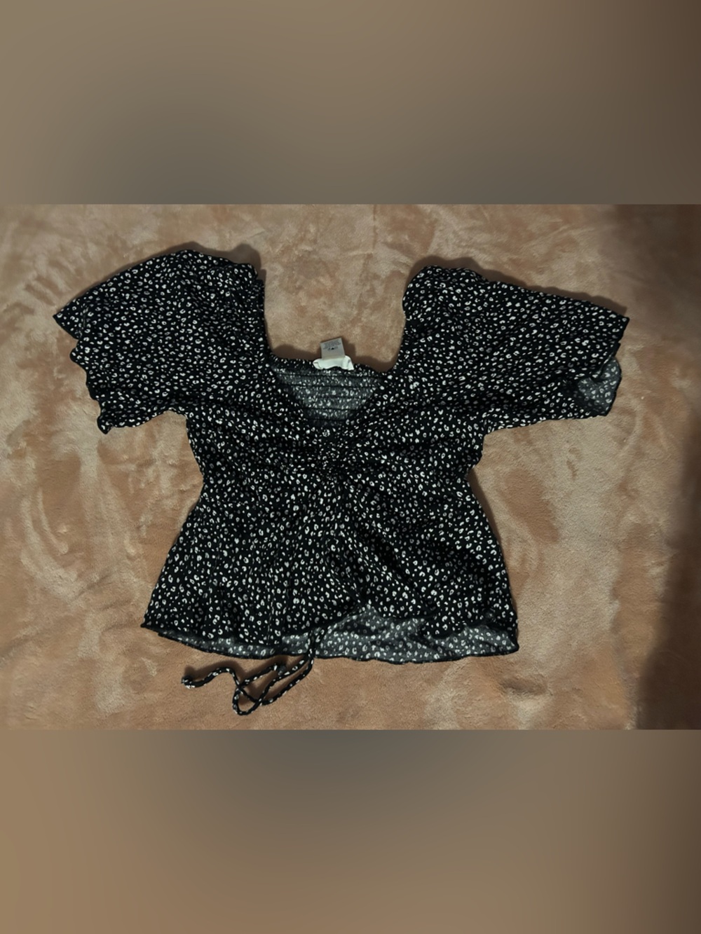 URBAN Romantics Black Floral Print Puff Sleeve Blouse